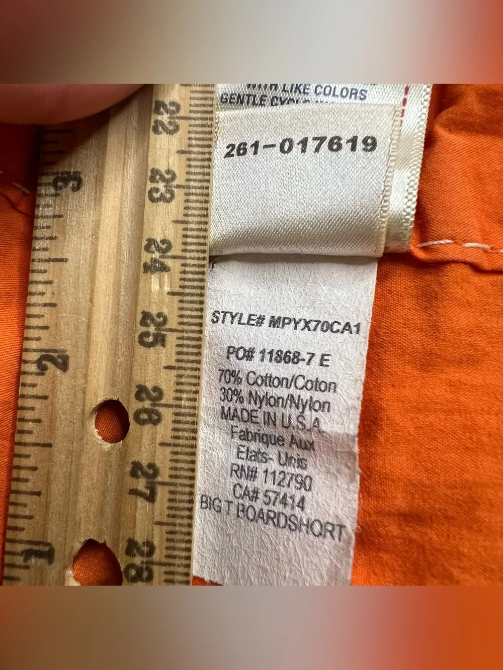 True Religion Big T Boardshorts Mens 31 Orange Made In USA